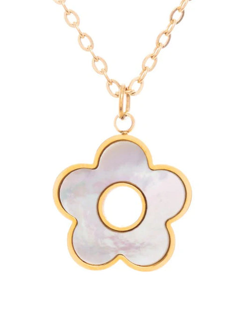 Load image into Gallery viewer, MOP Flower Pendant Neckle