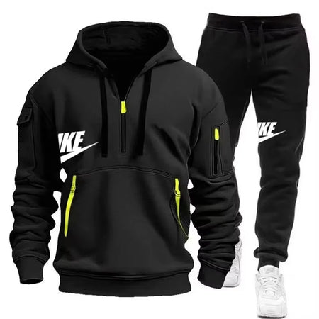 2025 New Men'S Autumn and Winter Suit Zipper Hoodie + Trousers Suit Casual Men'S Sportswear Warm Suit