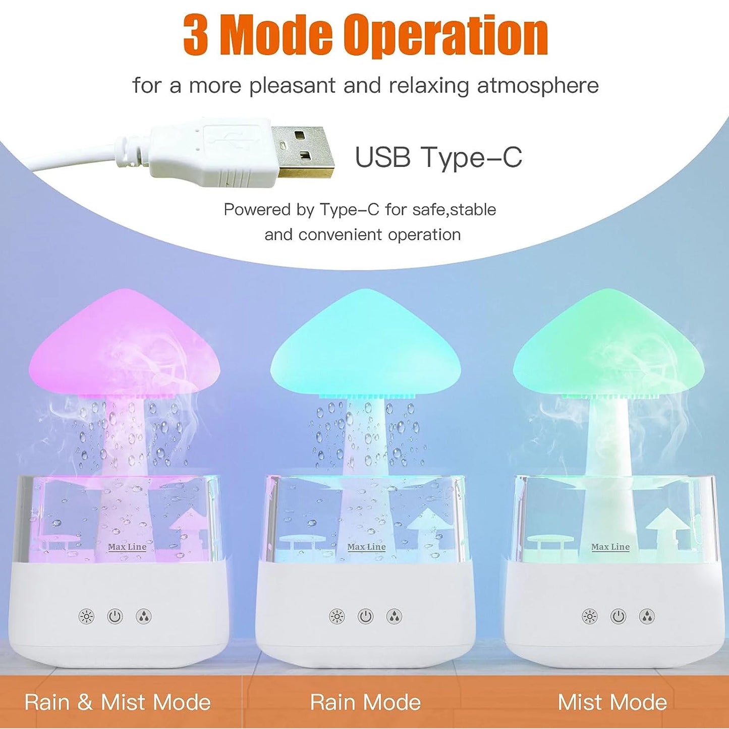 Humidifiers for Bedroom 7 Color Cloud Humidifier Rain Drop for Sleeping Relaxing Aromatherapy Essential Oil Diffuser, White