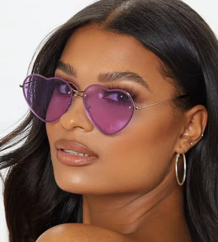Heart Shaped Sunglasses Metal Women Brand Designer Fashion Rimless LOVE Clear Ocean Lenses Sun Glasses Oculos UV400