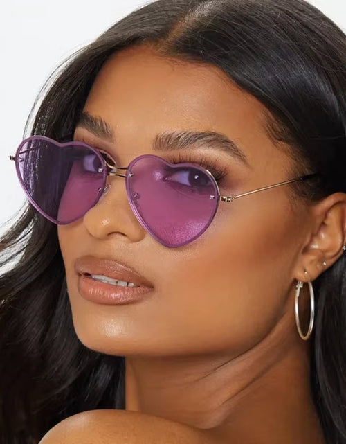 Load image into Gallery viewer, Heart Shaped Sunglasses Metal Women Brand Designer Fashion Rimless LOVE Clear Ocean Lenses Sun Glasses Oculos UV400
