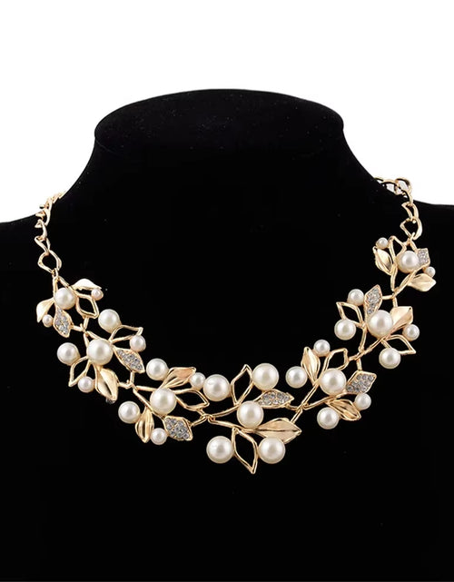 Load image into Gallery viewer, Simulated Pearl Necklaces &amp; Pendants Leaves Statement Necklace Women Collares Ethnic Jewelry for Gifts
