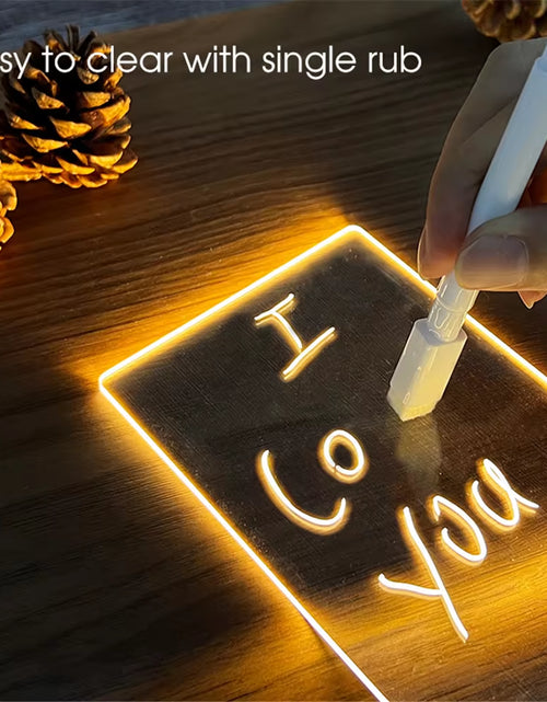 Load image into Gallery viewer, Transparent Luminous LED Night Lights USB Luminous Acrylic Night Light Erasable Write Message Board Calendar Desktop Ornaments
