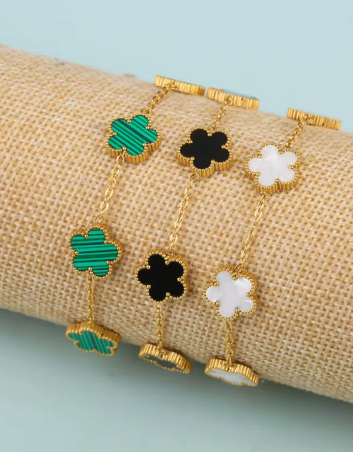 Load image into Gallery viewer, 1Pc Stainless Steel New Plant Clover Adjustable Bracelet for Women, Hot Selling Five Leaf Flower Shell Acrylic Bracelet Jewelry
