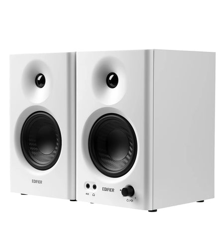 MR4 Powered Studio Monitor Speakers, 4" Active Near-Field Monitor Speaker - White (Pair)