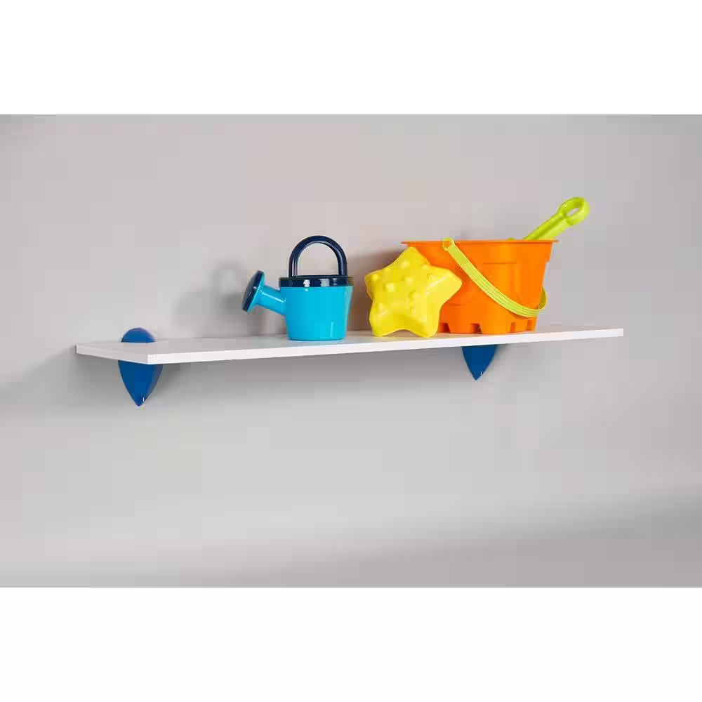 23.625 In. W X 7.125 In. D Puzzle White Shelf with Jazzy Red Brackets Decorative Shelf Kit