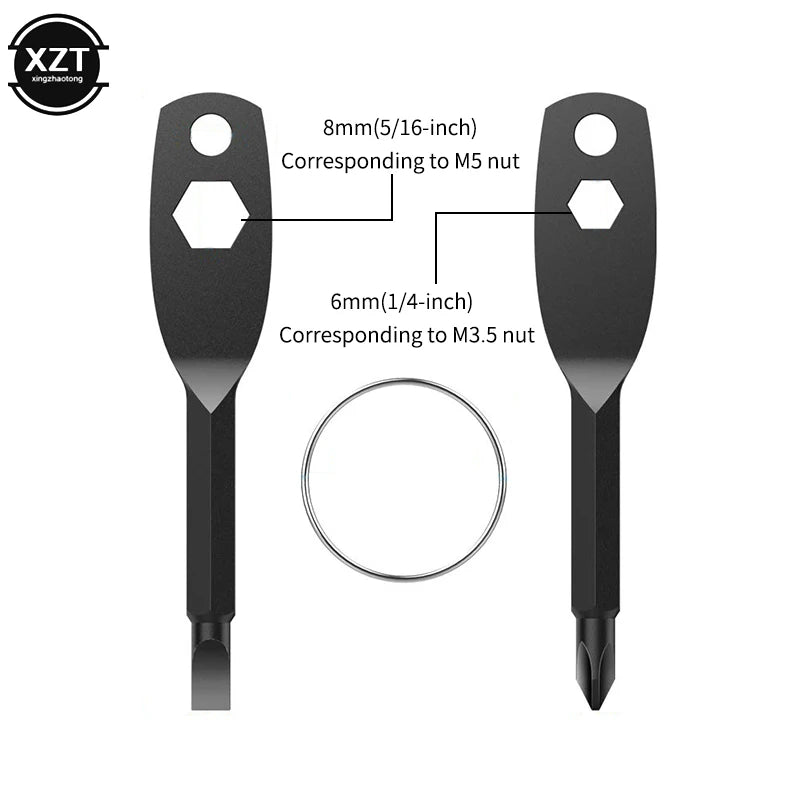 1 Set Stainless Steel Mini EDC Multifunction Screwdriver Key Shape Slotted/Cross Screwdrivers Keychain Pocket Repair Tool