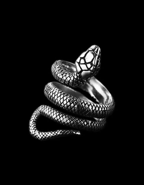 Load image into Gallery viewer, Stainless Steel Snake Ring Retro Vintage Serpent Unisex Biker Punk Ring Size 5-13
