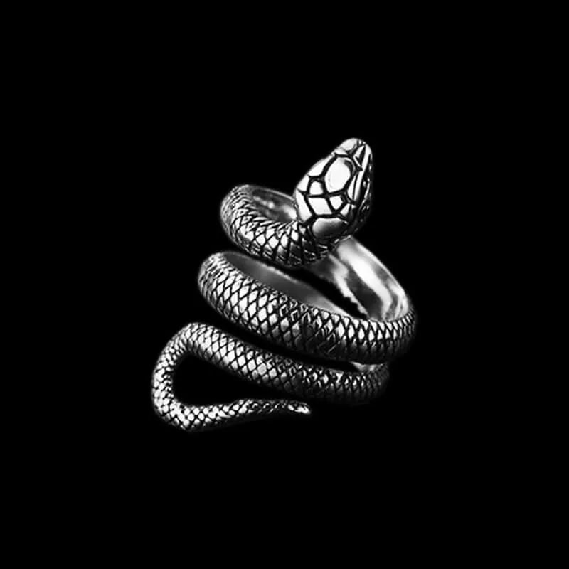 Stainless Steel Snake Ring Retro Vintage Serpent Unisex Biker Punk Ring Size 5-13