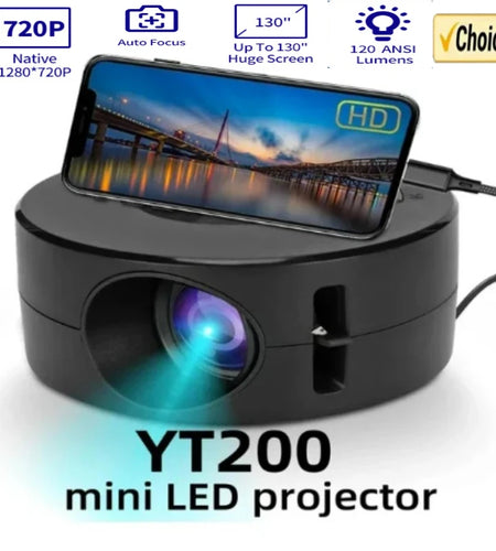 YT200 Smart Projector Auto Focus Android LED HD Projetor Supports Decoding 1080P Videos Home Cinema Outdoor Portable