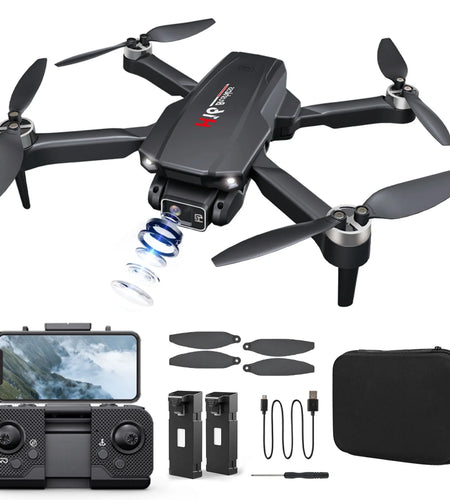 H16 Drone with Camera for Adults 4K, Foldable Drone for Beginners with Brushless Motor, Optical Flow Positioning, with 2 Batteries and Carrying Case