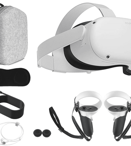 2022  Quest 2 All-In-One VR Headset with Touch Controllers, 256GB SSD, 3D Audio,Holiday Bundle: Marxsol Carrying Case, Earphone,10Ft Link Cable, Grip Cover,Knuckle & Hand Strap Lens Cover