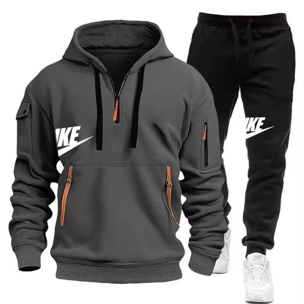 2025 New Men'S Autumn and Winter Suit Zipper Hoodie + Trousers Suit Casual Men'S Sportswear Warm Suit