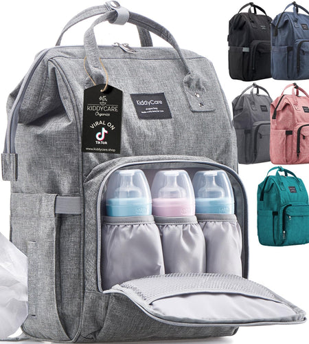 Diaper Bag Backpack – Multi-Function Baby Bag, Maternity Nappy Bags for Travel, Large Capacity, Waterproof, Durable & Stylish for Woman and Men, Gray