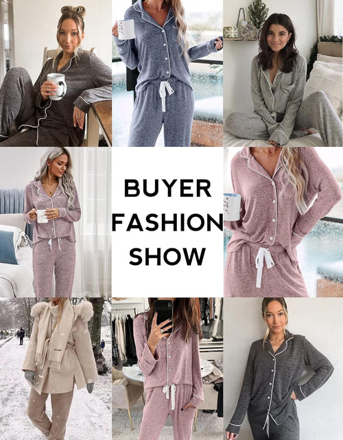 Load image into Gallery viewer, Women&#39;S Pajamas Long Sleeve Sleepwear Casual Button down Loungewear Soft Pjs Set S-XXL
