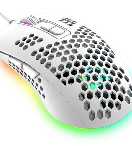 Mini Ultralight Wired Gaming Mouse,4 Kinds RGB Backlit,4 Levels Adjustable,Lightweight Honeycomb Shell Mice for PC Gamers,Xbox,Ps4(White)