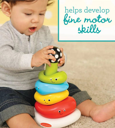Funny Faces Ring Stacking Toy with Rocking Base, 6-12 Months, Multicolor, 7-Piece