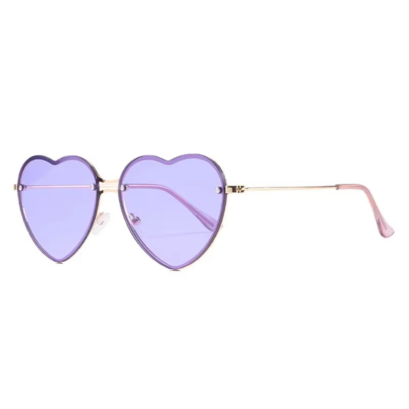 Heart Shaped Sunglasses Metal Women Brand Designer Fashion Rimless LOVE Clear Ocean Lenses Sun Glasses Oculos UV400