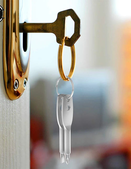 Load image into Gallery viewer, 1 Set Stainless Steel Mini EDC Multifunction Screwdriver Key Shape Slotted/Cross Screwdrivers Keychain Pocket Repair Tool
