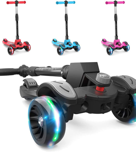 Kids Scooter with Adjustable Height, Toddler Scooter with Widened Flash Wheels, Scooter for Kids Age 3-8 Years Old, Lean to Steer