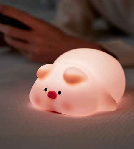 LED Night Lights Cute Sheep Panda Rabbit Silicone Lamp USB Rechargeable Timing Bedside Decor Kids Baby Nightlight Birthday Gift