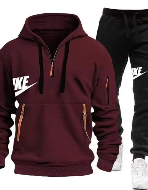 Load image into Gallery viewer, 2025 New Men&#39;S Autumn and Winter Suit Zipper Hoodie + Trousers Suit Casual Men&#39;S Sportswear Warm Suit
