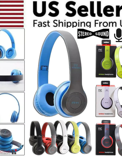 Load image into Gallery viewer, Wireless Bluetooth 5.0 Over-Ear Headphones with FM Radio, MIC &amp; Foldable Design – Supports TF Card
