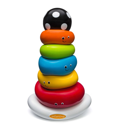 Funny Faces Ring Stacking Toy with Rocking Base, 6-12 Months, Multicolor, 7-Piece