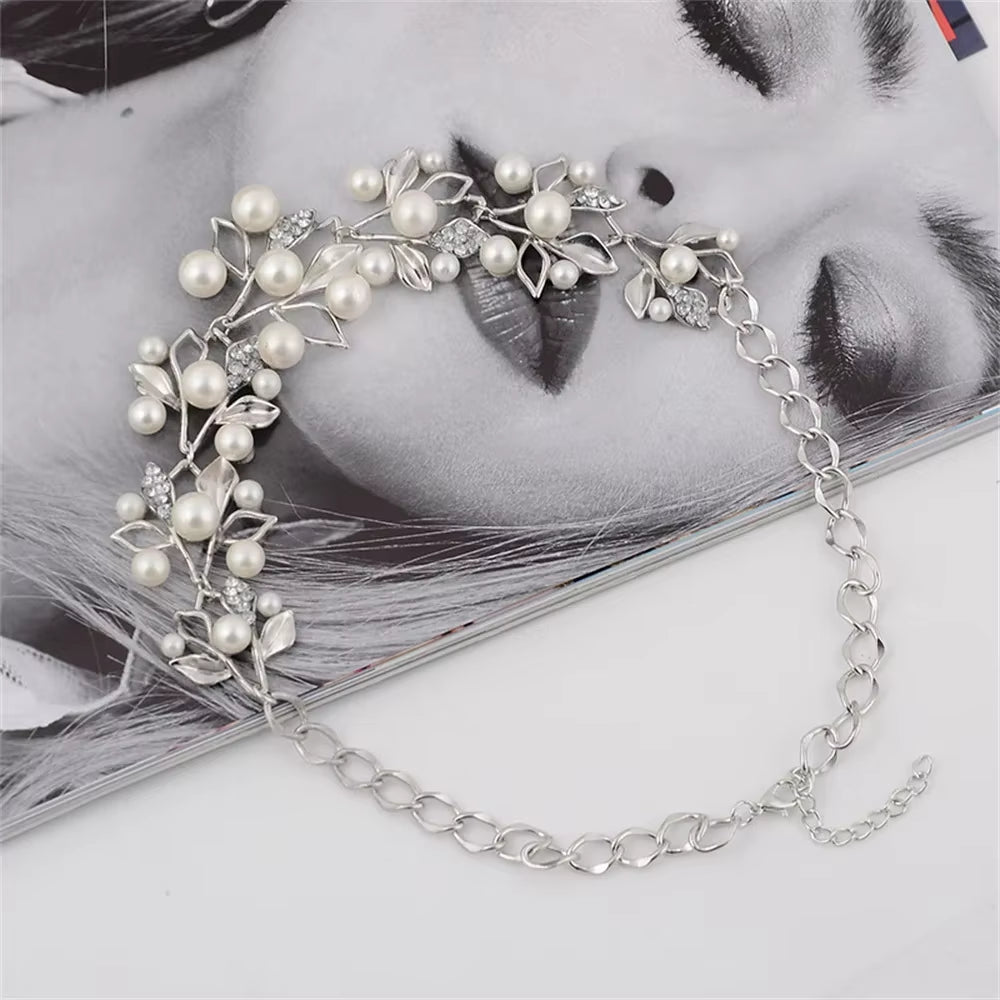 Simulated Pearl Necklaces & Pendants Leaves Statement Necklace Women Collares Ethnic Jewelry for Gifts