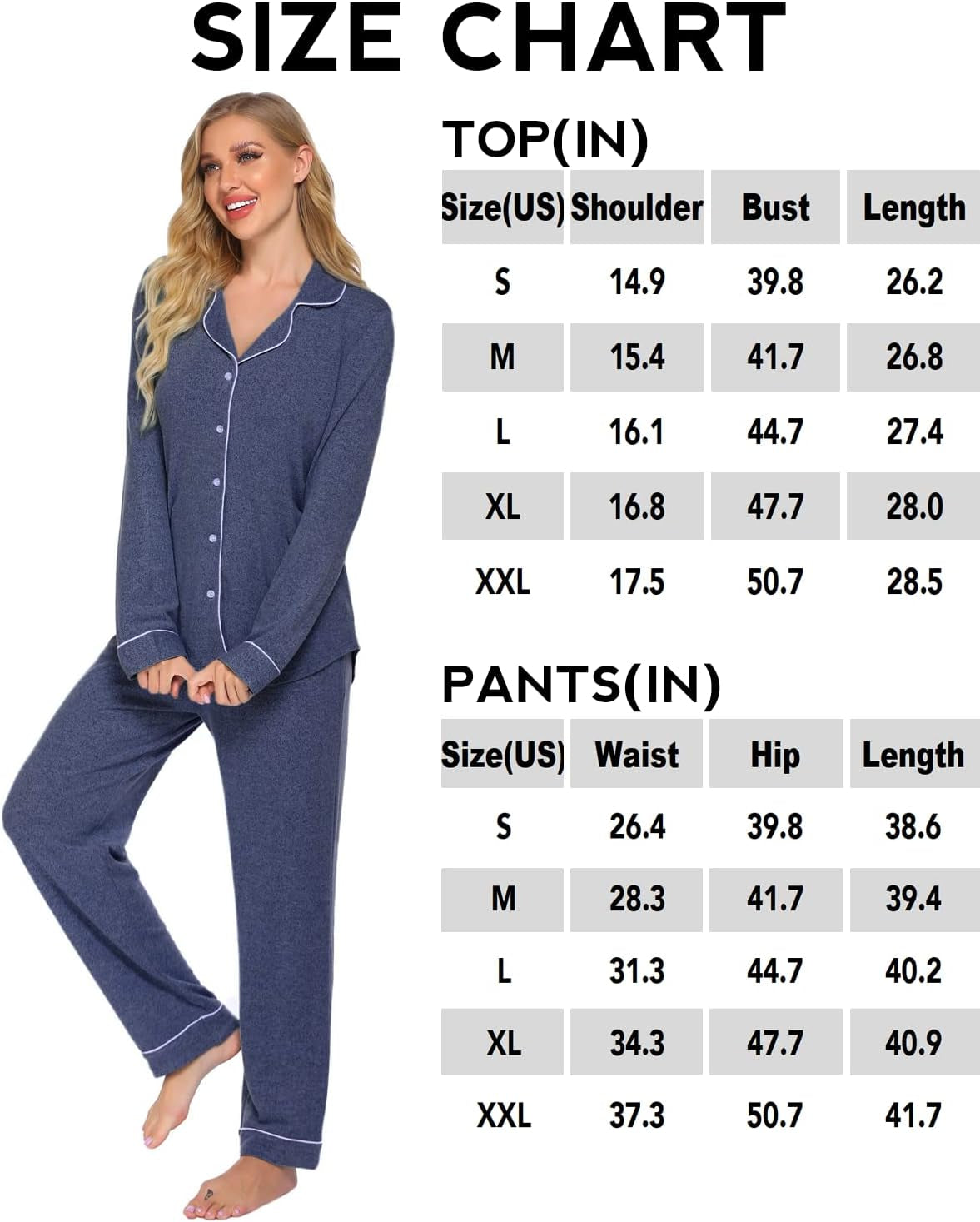 Women'S Pajamas Long Sleeve Sleepwear Casual Button down Loungewear Soft Pjs Set S-XXL