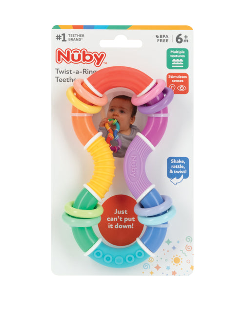 Load image into Gallery viewer, Twist-A-Ring Rattle Teether Toy for Babies, Multicolor
