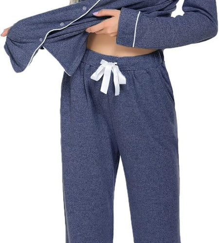 Women'S Pajamas Long Sleeve Sleepwear Casual Button down Loungewear Soft Pjs Set S-XXL