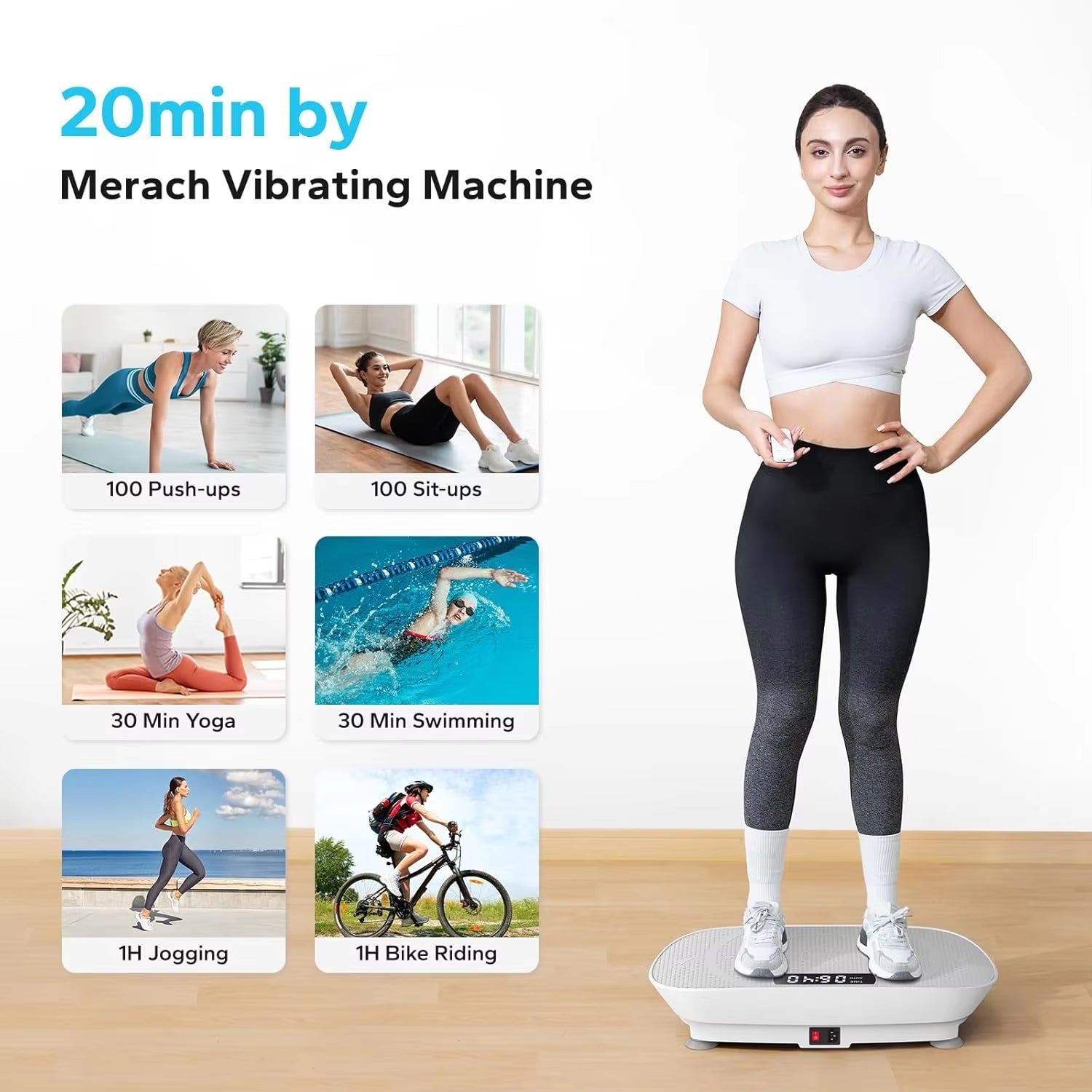 Vibration Plate Exercise Machine,Whole Body Workout Power Vibrate Fitness Platform Vibration Plate for Lymphatic Drainage
