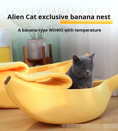 Pet Banana Shaped Warm Cat Nest Dog Nest Semi Closed Pet Nest Hamster Nest Pet Bed Sleeping Mat