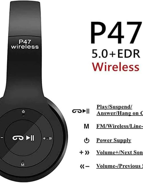 Load image into Gallery viewer, Wireless Bluetooth 5.0 Over-Ear Headphones with FM Radio, MIC &amp; Foldable Design – Supports TF Card
