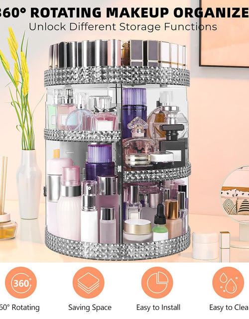 Load image into Gallery viewer, 360 Degree Rotating Makeup Organizer, Extra Large Capacity Cosmetic Storage Unit, Removable DIY 7 Layers Skincare Organizer, Acrylic Beauty Perfume Organizer for Vanity Countertop (Gray)

