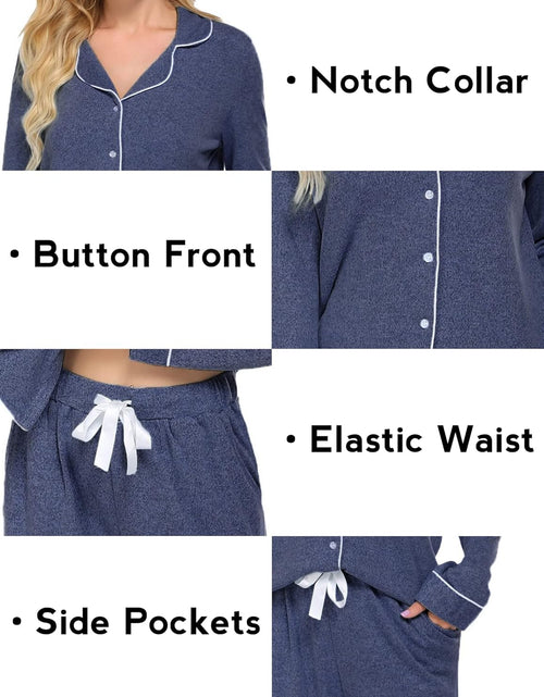 Load image into Gallery viewer, Women&#39;S Pajamas Long Sleeve Sleepwear Casual Button down Loungewear Soft Pjs Set S-XXL
