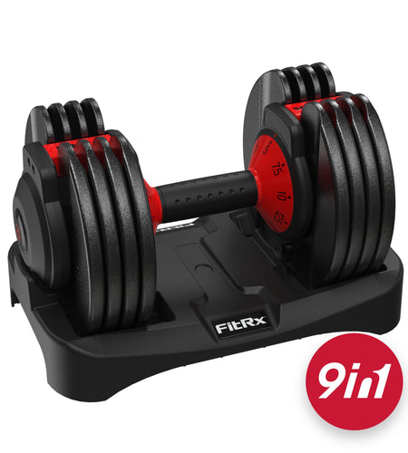 Smartbell, 25Lbs. Quick-Select 9 in 1 Adjustable Dumbbell for Home Gym, 5-25Lbs. Weight in 2.5Lbs Increments