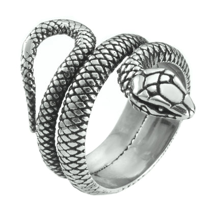 Stainless Steel Snake Ring Retro Vintage Serpent Unisex Biker Punk Ring Size 5-13