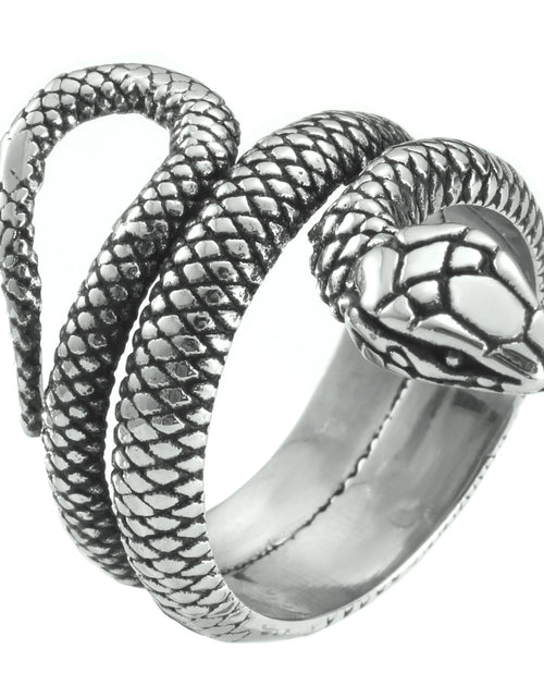 Load image into Gallery viewer, Stainless Steel Snake Ring Retro Vintage Serpent Unisex Biker Punk Ring Size 5-13
