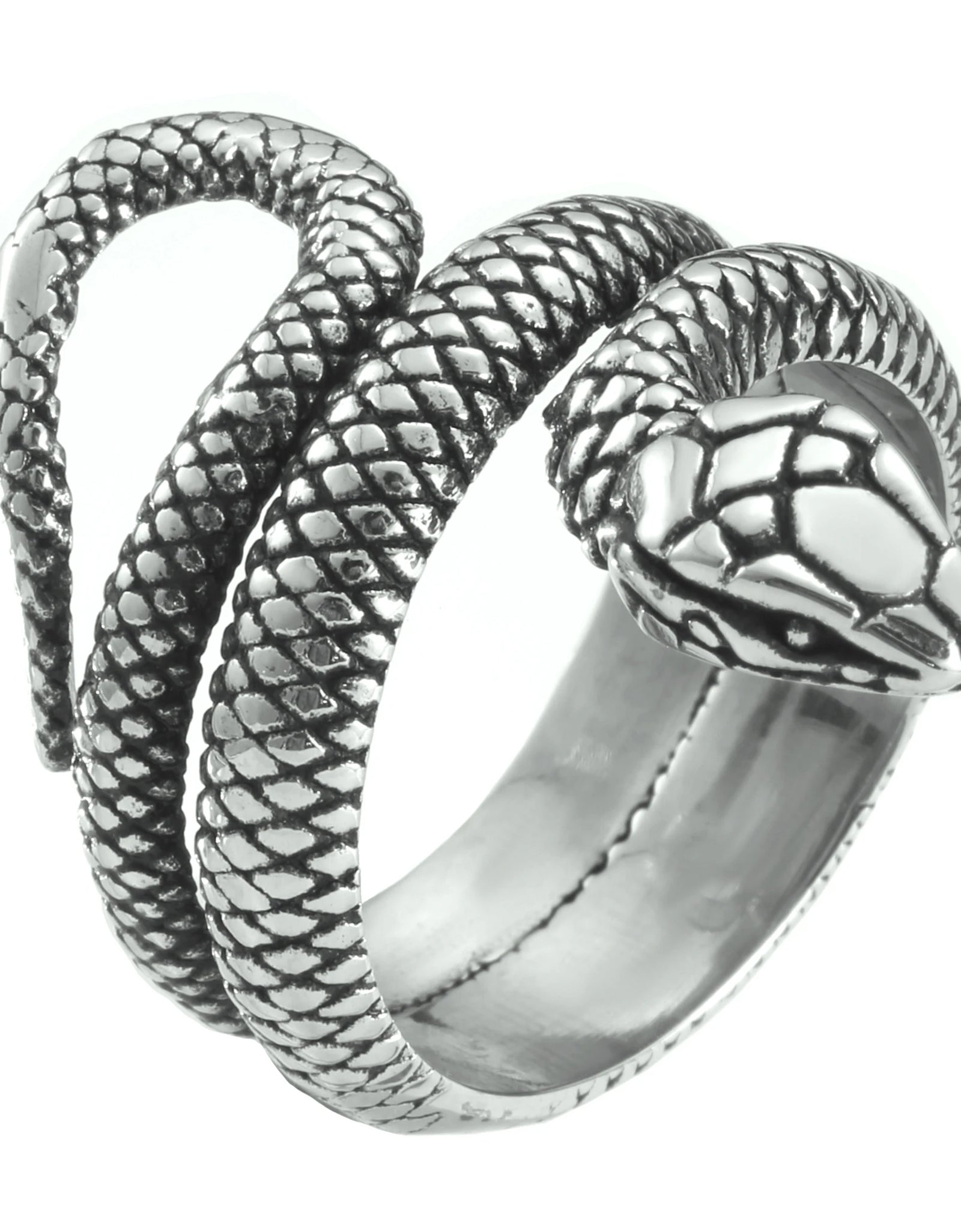Stainless Steel Snake Ring Retro Vintage Serpent Unisex Biker Punk Ring Size 5-13
