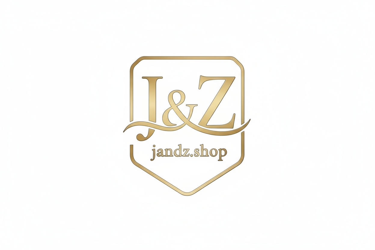 Gold logo with 'J&Z' and 'jandz.shop' text on a white background