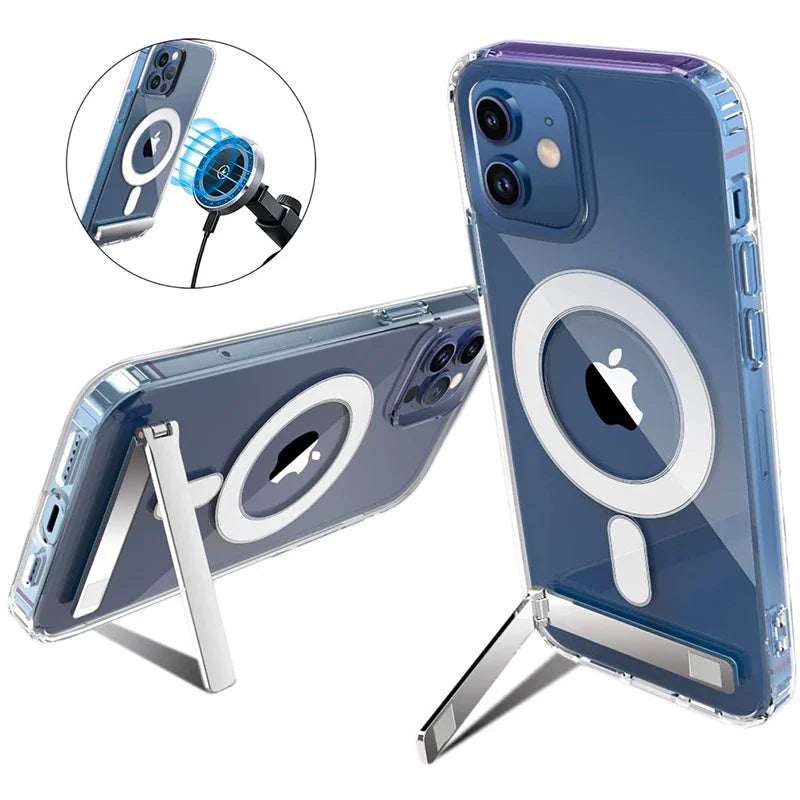 Magnetic Compatible with iPhone 17 Pro Max Case with Stand [Military Grade Drop Tested][Compatible with Magnet] Ring Translucent Slim Hard Back Soft Edge