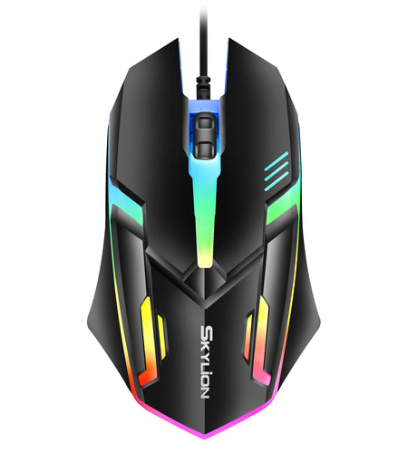 F1 Wired 3 Keys Mouse Colorful Lighting Gaming and Office for Microsoft Windows and Apple IOS System