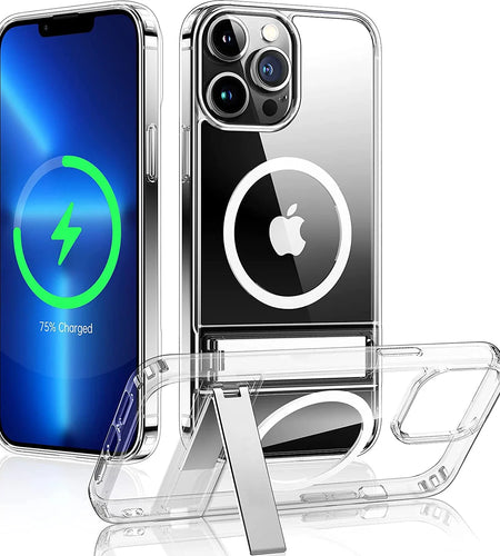 Magnetic Compatible with iPhone 17 Pro Max Case with Stand [Military Grade Drop Tested][Compatible with Magnet] Ring Translucent Slim Hard Back Soft Edge