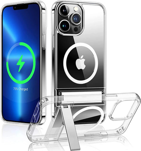 Magnetic Compatible with iPhone 17 Pro Max Case with Stand [Military Grade Drop Tested][Compatible with Magnet] Ring Translucent Slim Hard Back Soft Edge