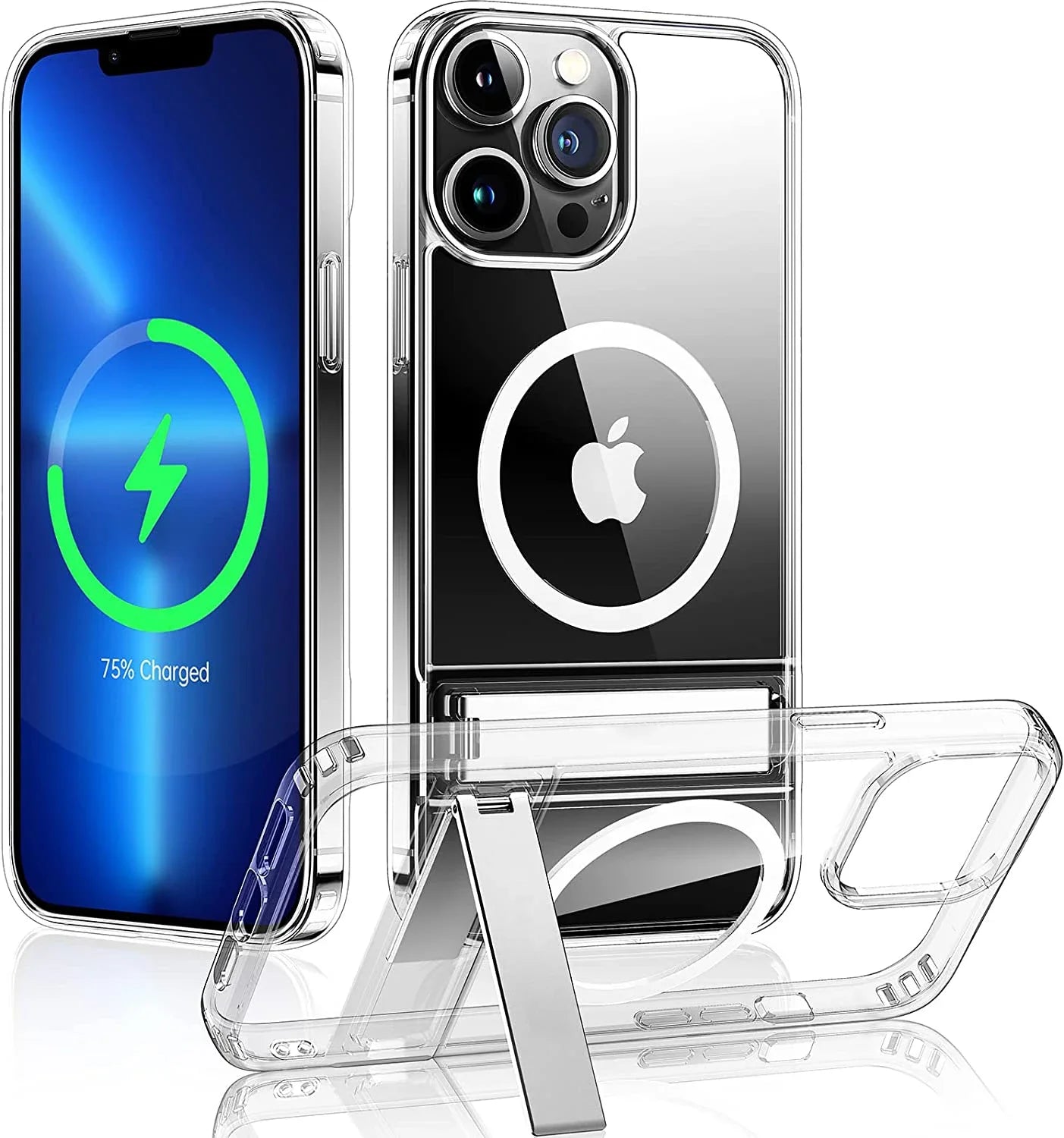 Magnetic Compatible with iPhone 17 Pro Max Case with Stand [Military Grade Drop Tested][Compatible with Magnet] Ring Translucent Slim Hard Back Soft Edge