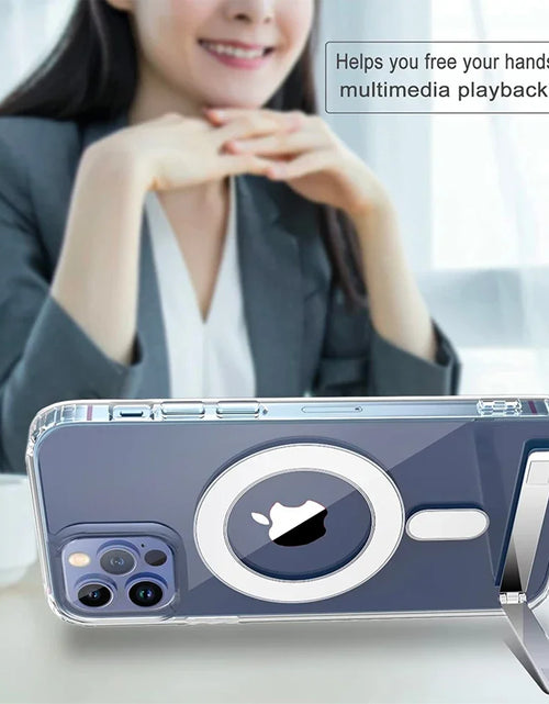 Load image into Gallery viewer, Magnetic Compatible with iPhone 17 Pro Max Case with Stand [Military Grade Drop Tested][Compatible with Magnet] Ring Translucent Slim Hard Back Soft Edge
