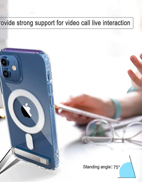 Load image into Gallery viewer, Magnetic Compatible with iPhone 17 Pro Max Case with Stand [Military Grade Drop Tested][Compatible with Magnet] Ring Translucent Slim Hard Back Soft Edge

