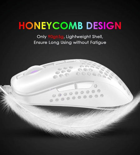 Mini Ultralight Wired Gaming Mouse,4 Kinds RGB Backlit,4 Levels Adjustable,Lightweight Honeycomb Shell Mice for PC Gamers,Xbox,Ps4(White)